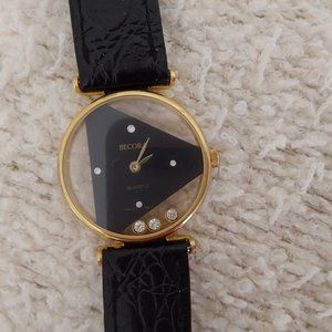 Becora Vintage Floating Jewels BlackTriangle Face Wristwatch (111)